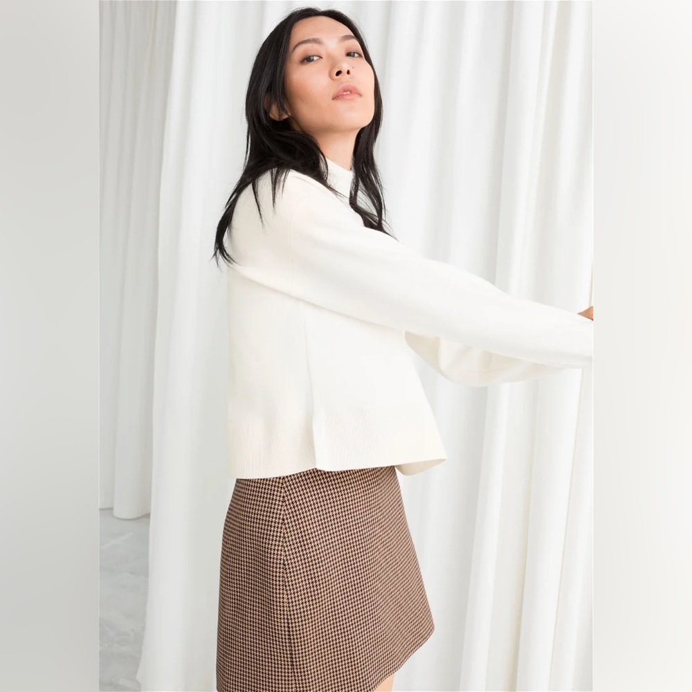 & other stories beige Wool Blend Mock Neck Sweater